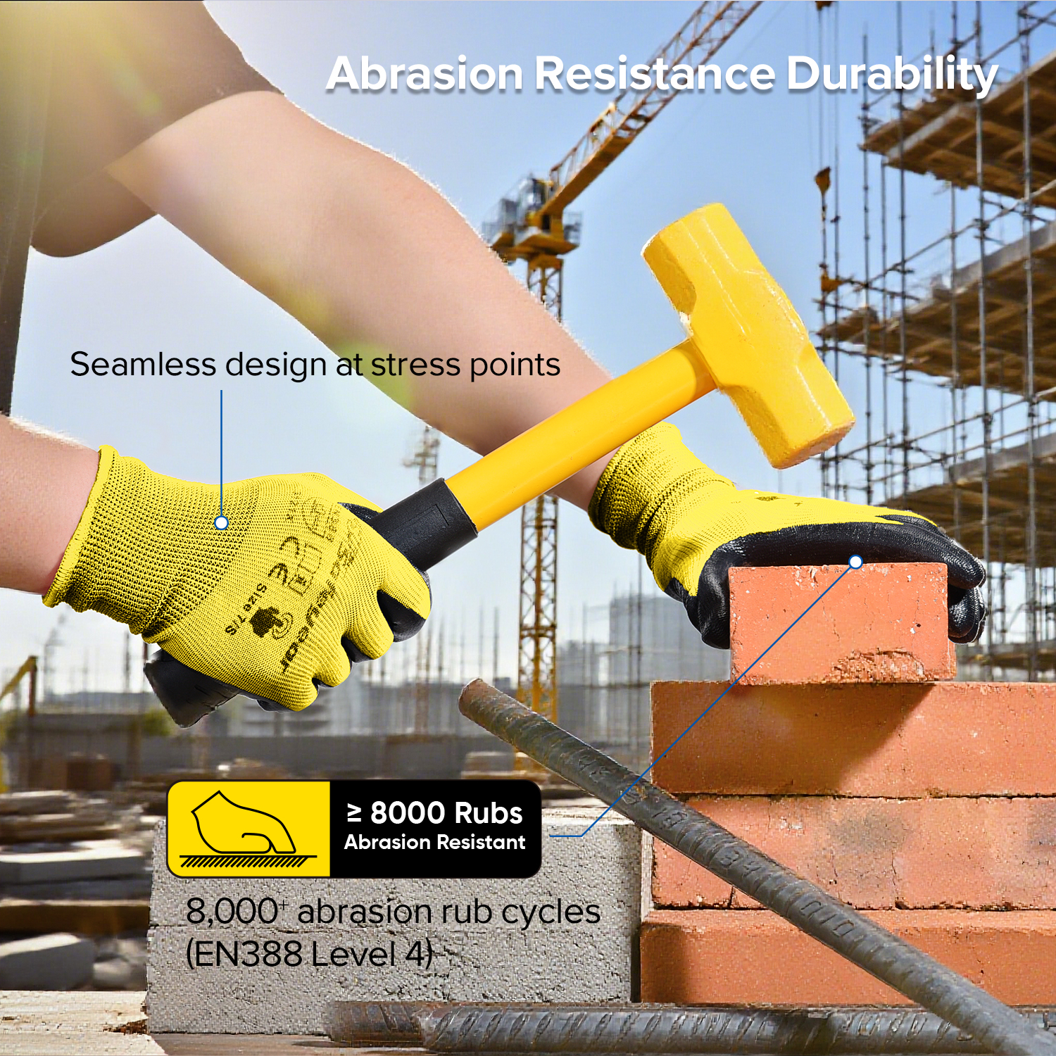 Guanti da lavoro di sicurezza rivestiti in nitrile N1552 Giallo