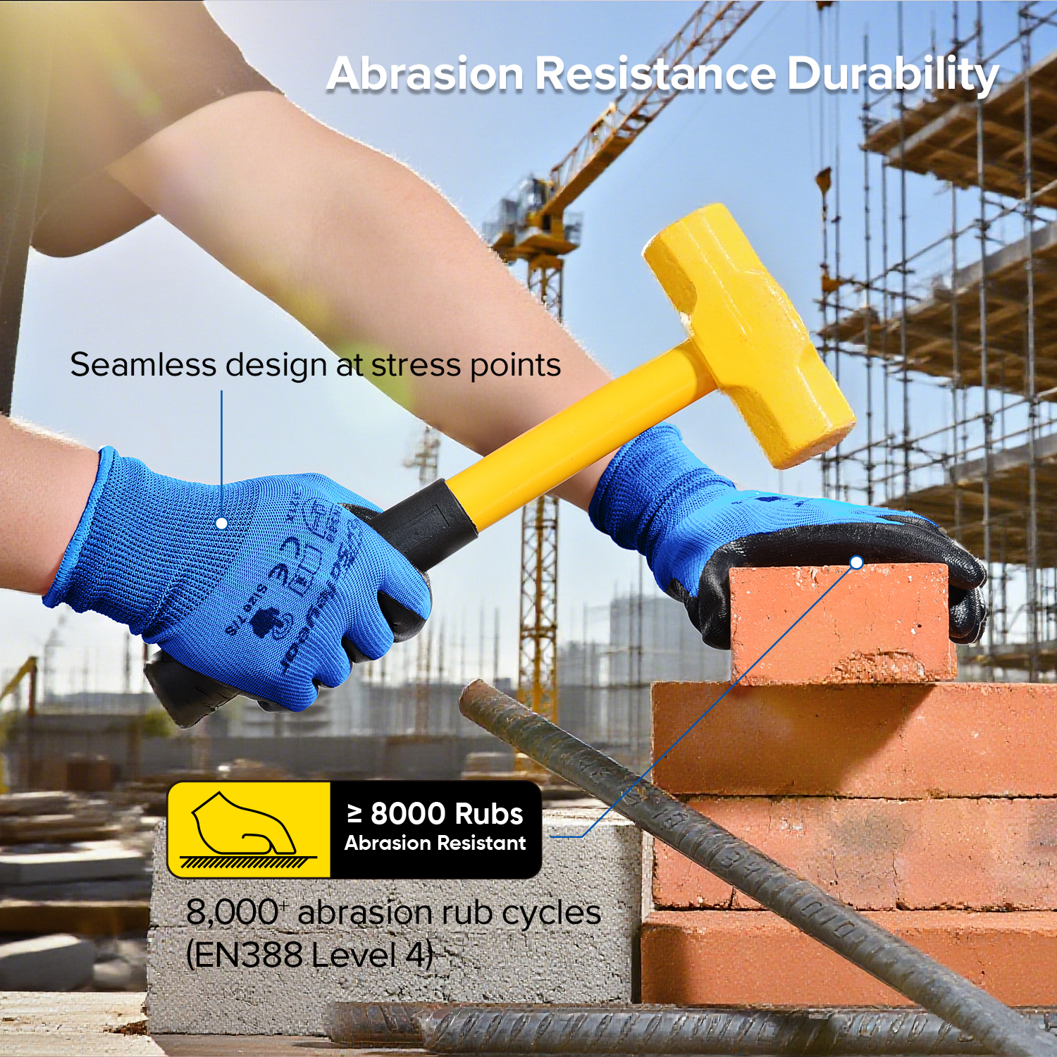 Guanti da lavoro di sicurezza rivestiti in nitrile N1552 Blu