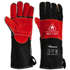  Guanti in pelle Guanti da saldatura resistenti al calore FL-1023 Nero e rosso