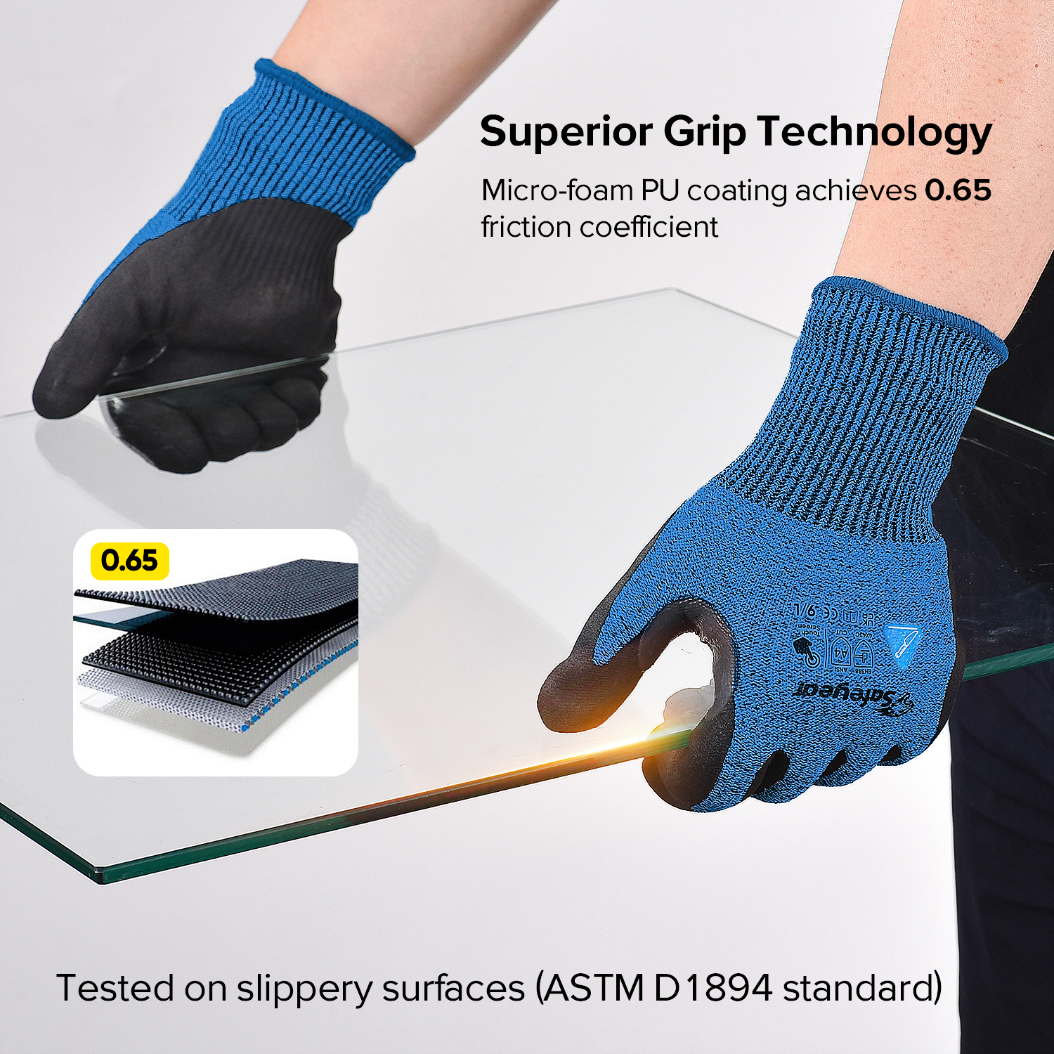 Guanti da lavoro edili Guanti da lavoro di sicurezza resistenti al taglio PD8045 Blu