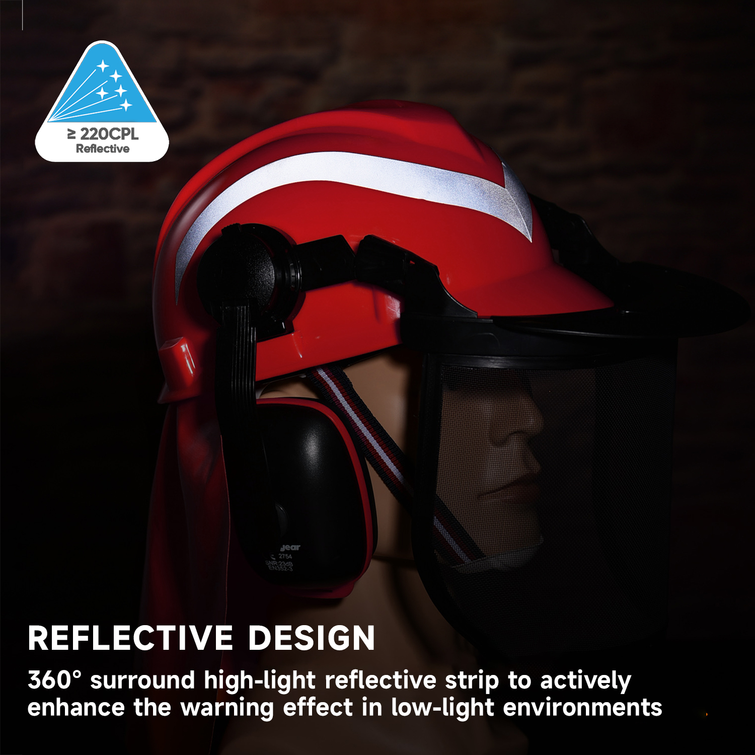Caschi di sicurezza e scudo del viso e orecchietto M-5009 rosso