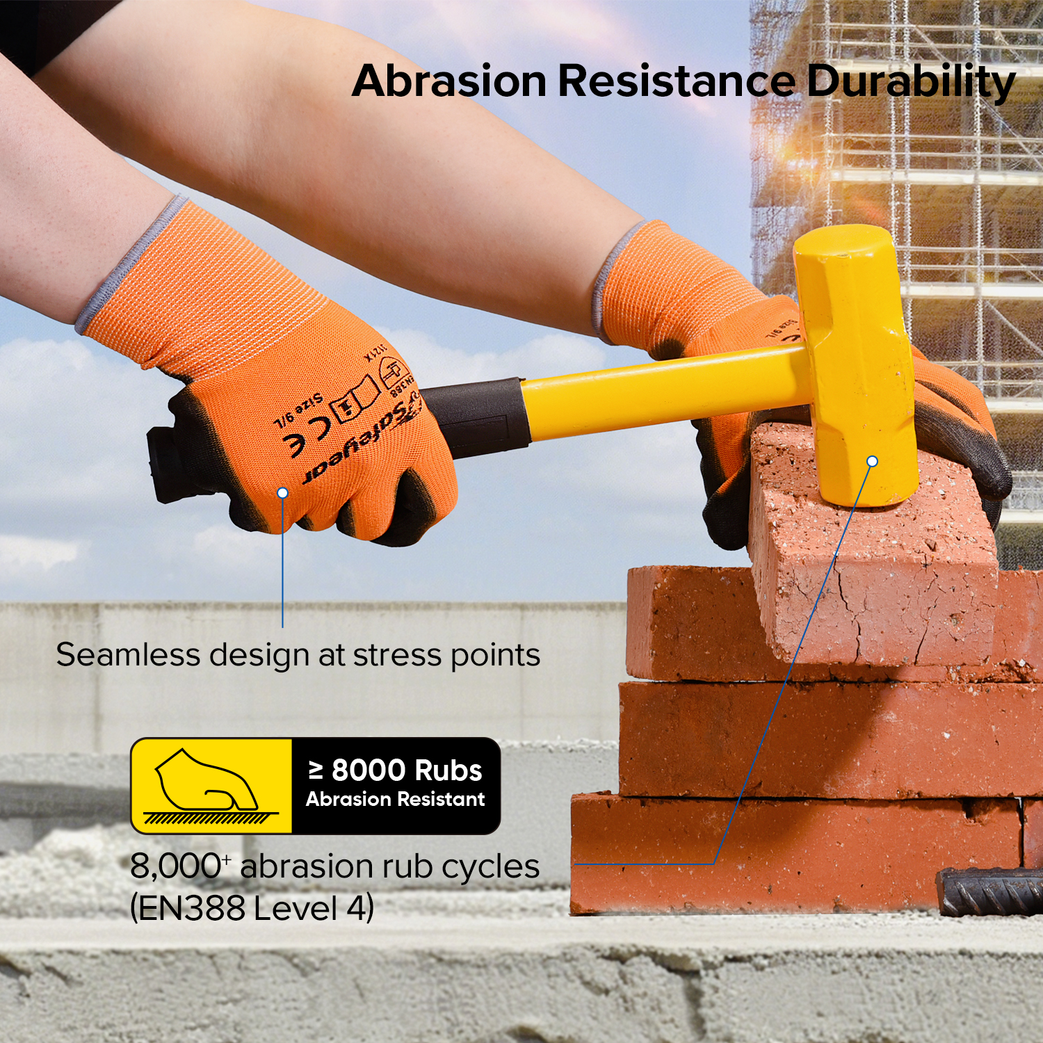 Guanti da lavoro pesante ricoperto di PU PN8003 Orange