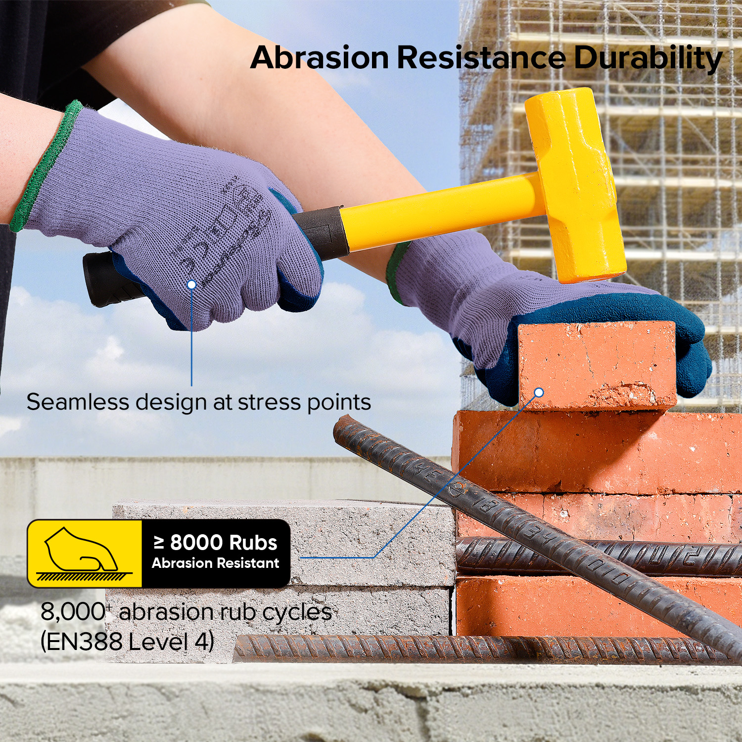 Guanti da lavoro di sicurezza rivestiti in lattice LY-3013 Viola