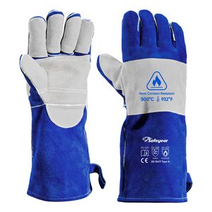Guanti protettivi Arc Flash Guanti da saldatura Pelle di vacchetta FL-1023 Blu e grigio