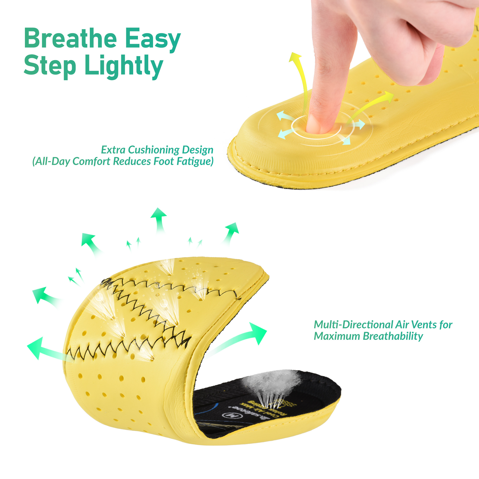 Solette da lavoro antibatteriche in memory foam Safetoe - Supporto comfort a 3 strati