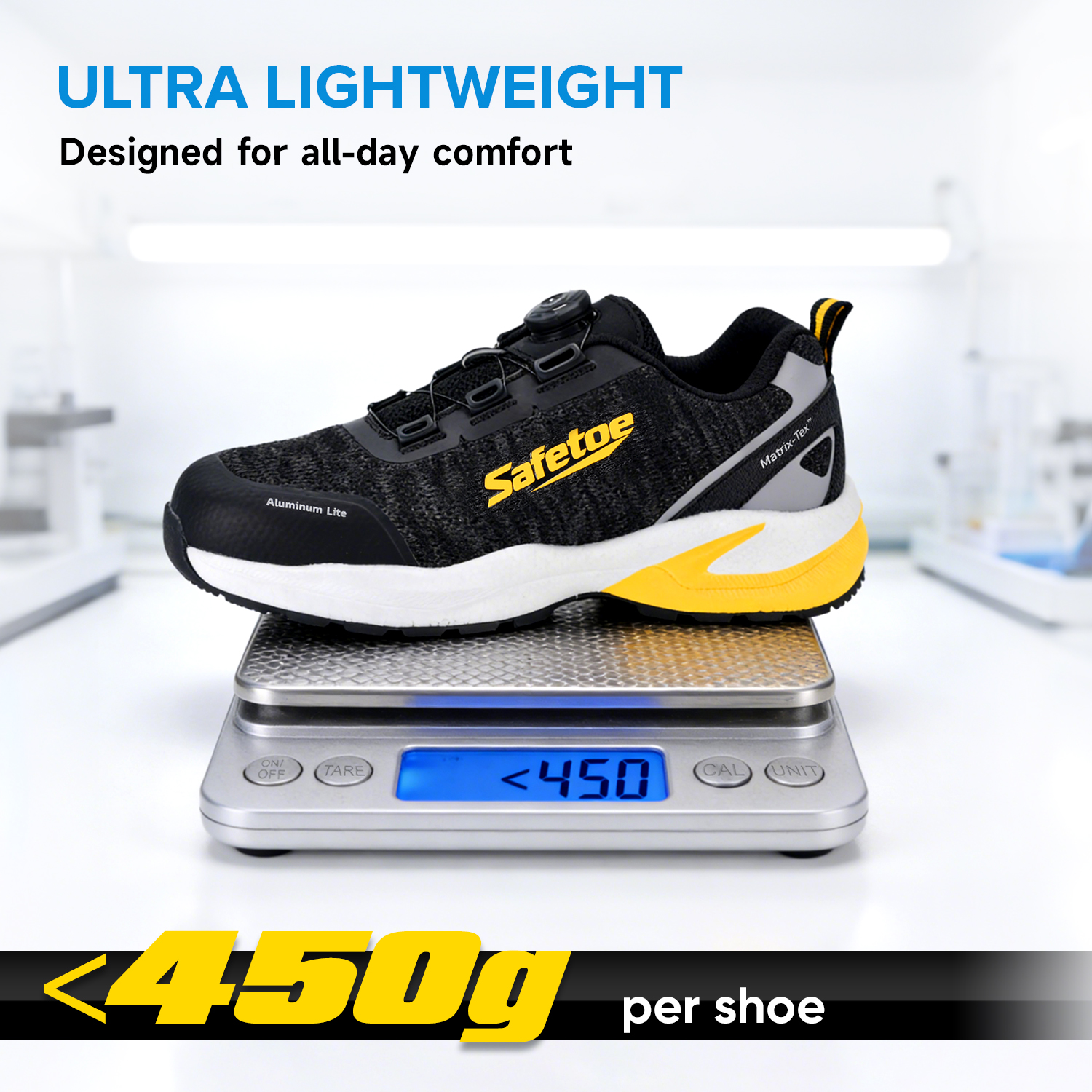 Scarpe antinfortunistiche da lavoro estive con punta in alluminio antiscivolo per operatori logistici L-7609 Giallo