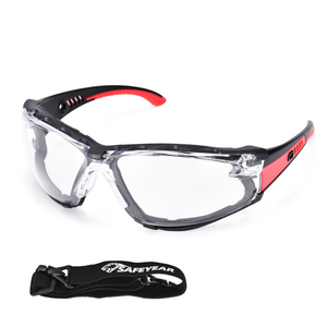 Occhiali di sicurezza antiappannamento per cantieri polverosi rivestiti in schiuma | ANSI Z87.1 e EN166 SG037 Rosso