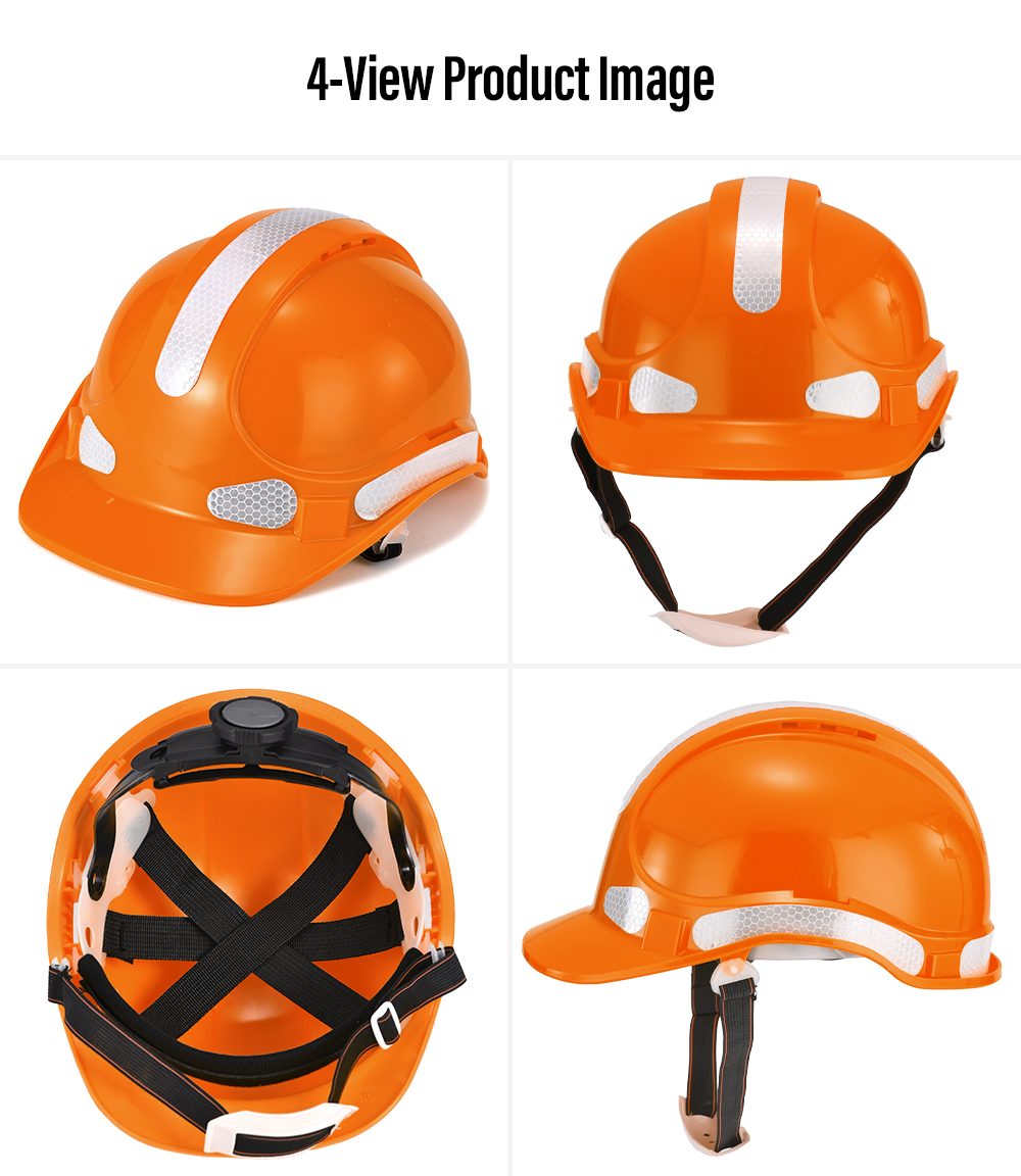 Casco di sicurezza ventilato ad alta visibilità con strisce riflettenti