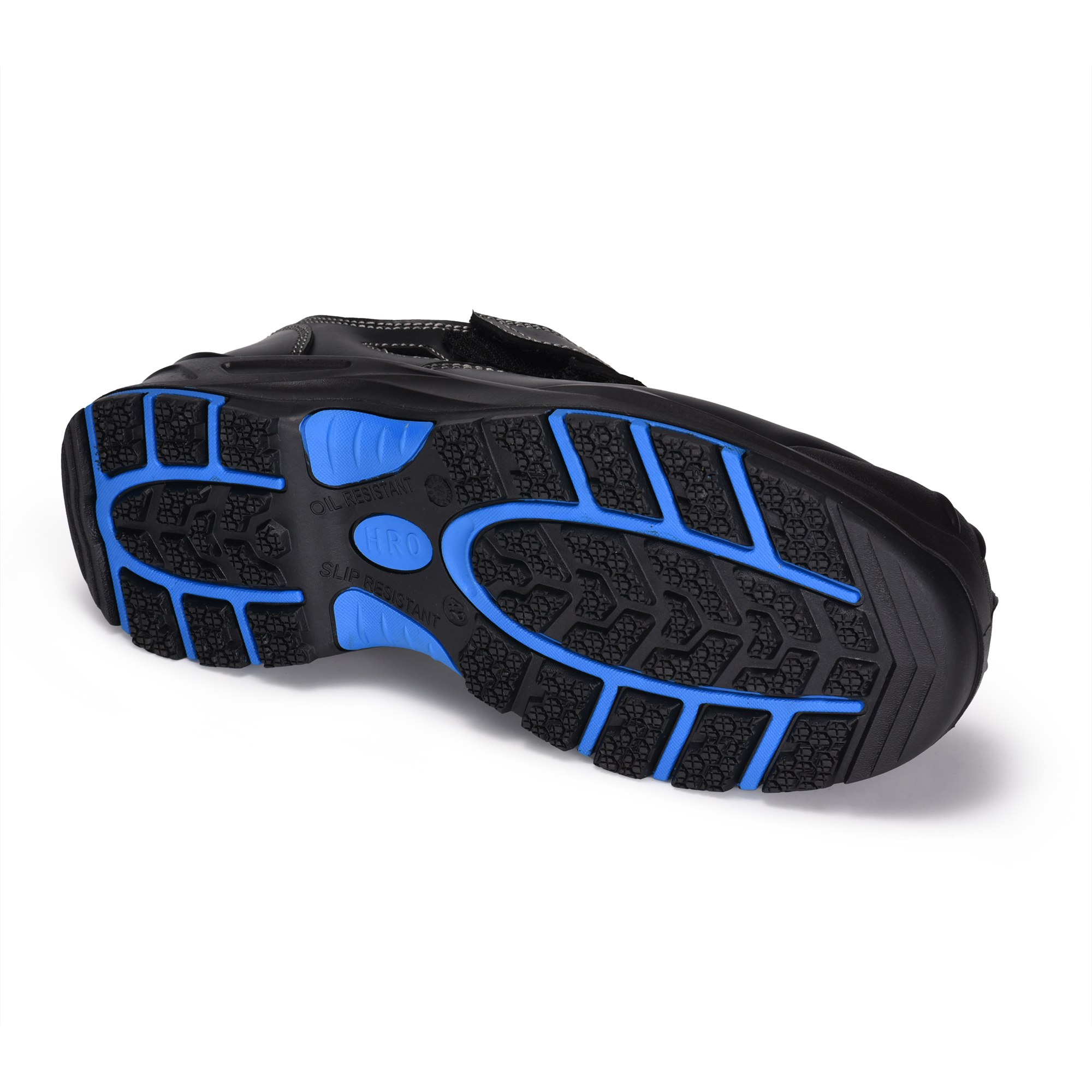 Sandali di sicurezza del design in velcro L-7585 blu / metallo