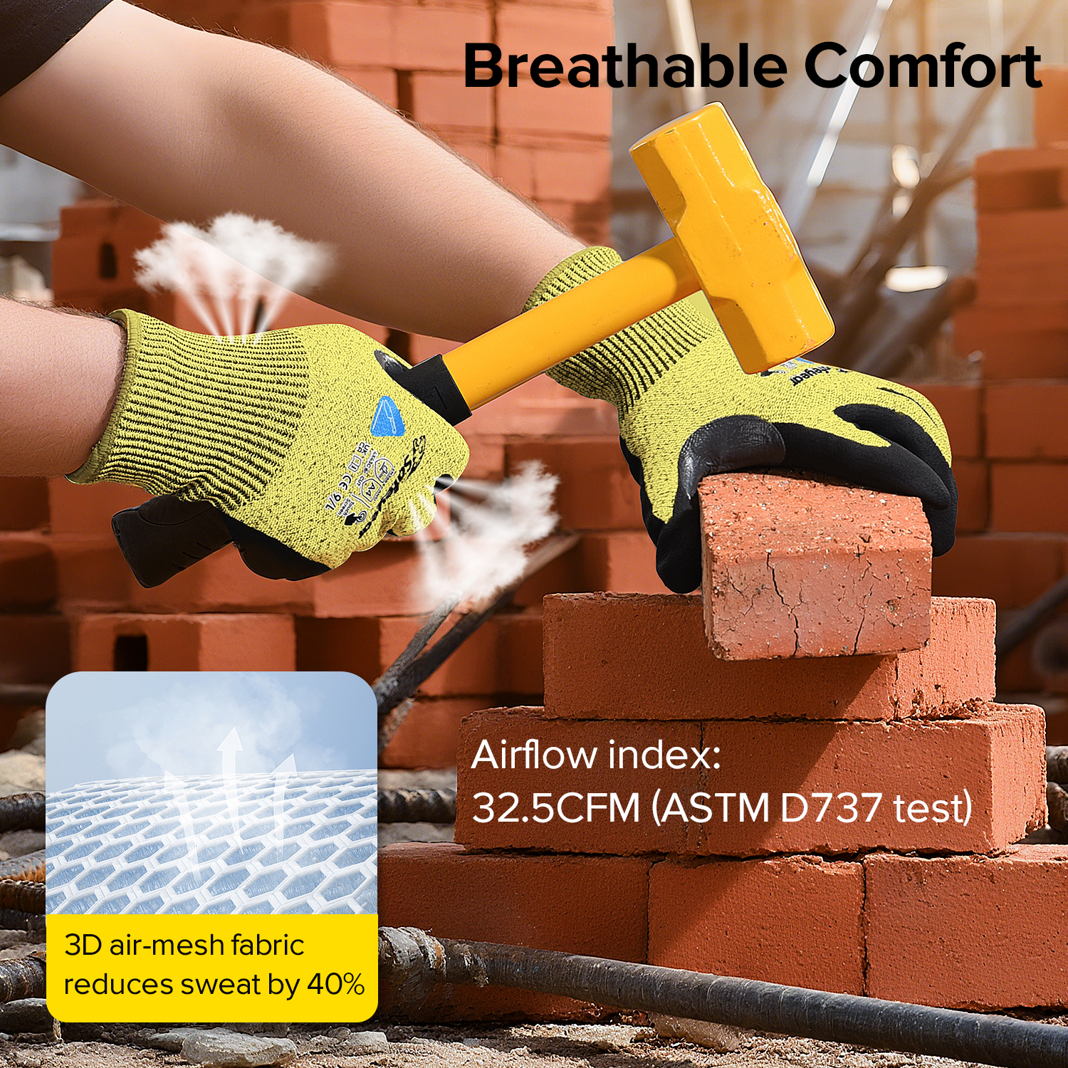 Guanti da lavoro di sicurezza resistenti al taglio PD8045 Giallo