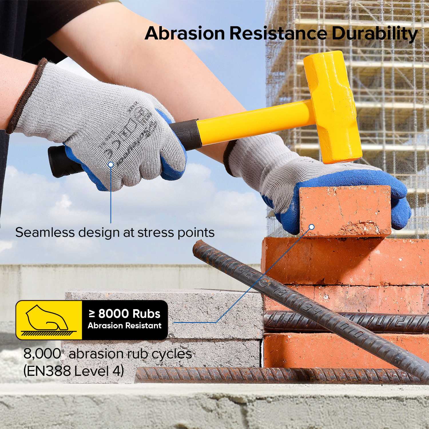 Guanti da lavoro di sicurezza rivestiti in lattice LY-3013 Blu