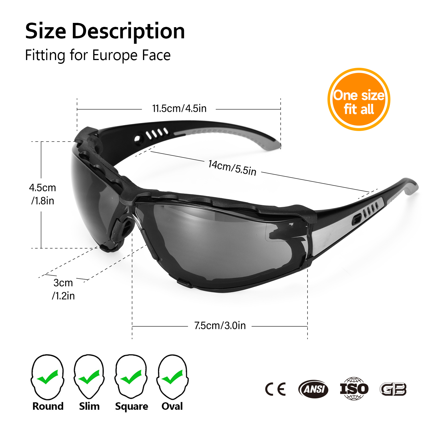 Occhiali di sicurezza protettivi pronti per donne SG037 Black