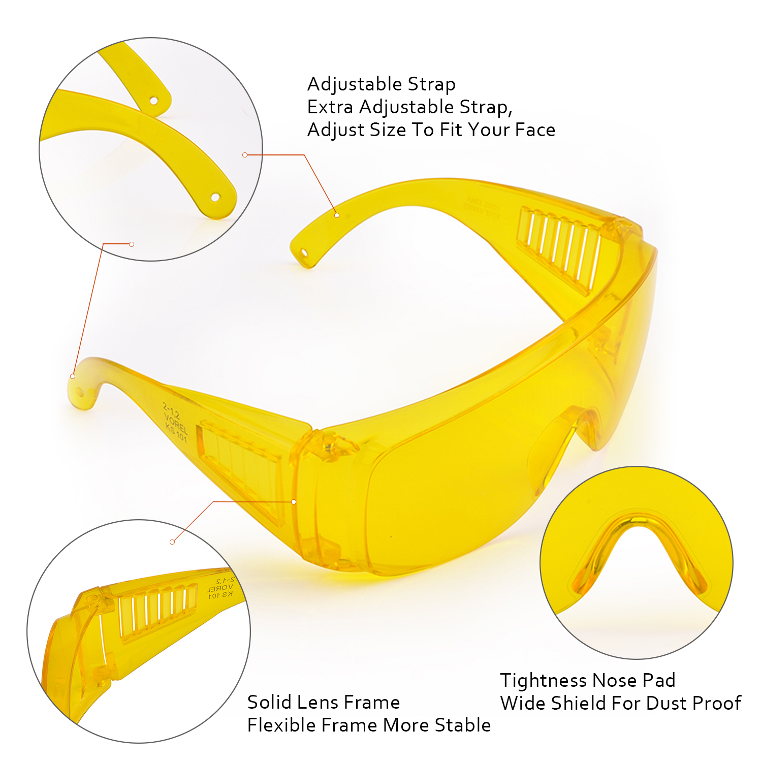 Occhiali di sicurezza OTG che si adattano agli occhiali da vista | ANSI Z87.1 e EN166