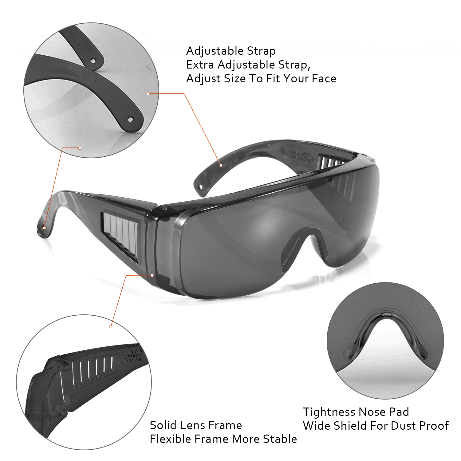 Occhiali di sicurezza OTG che si adattano agli occhiali da vista | ANSI Z87.1 e EN166 SG035