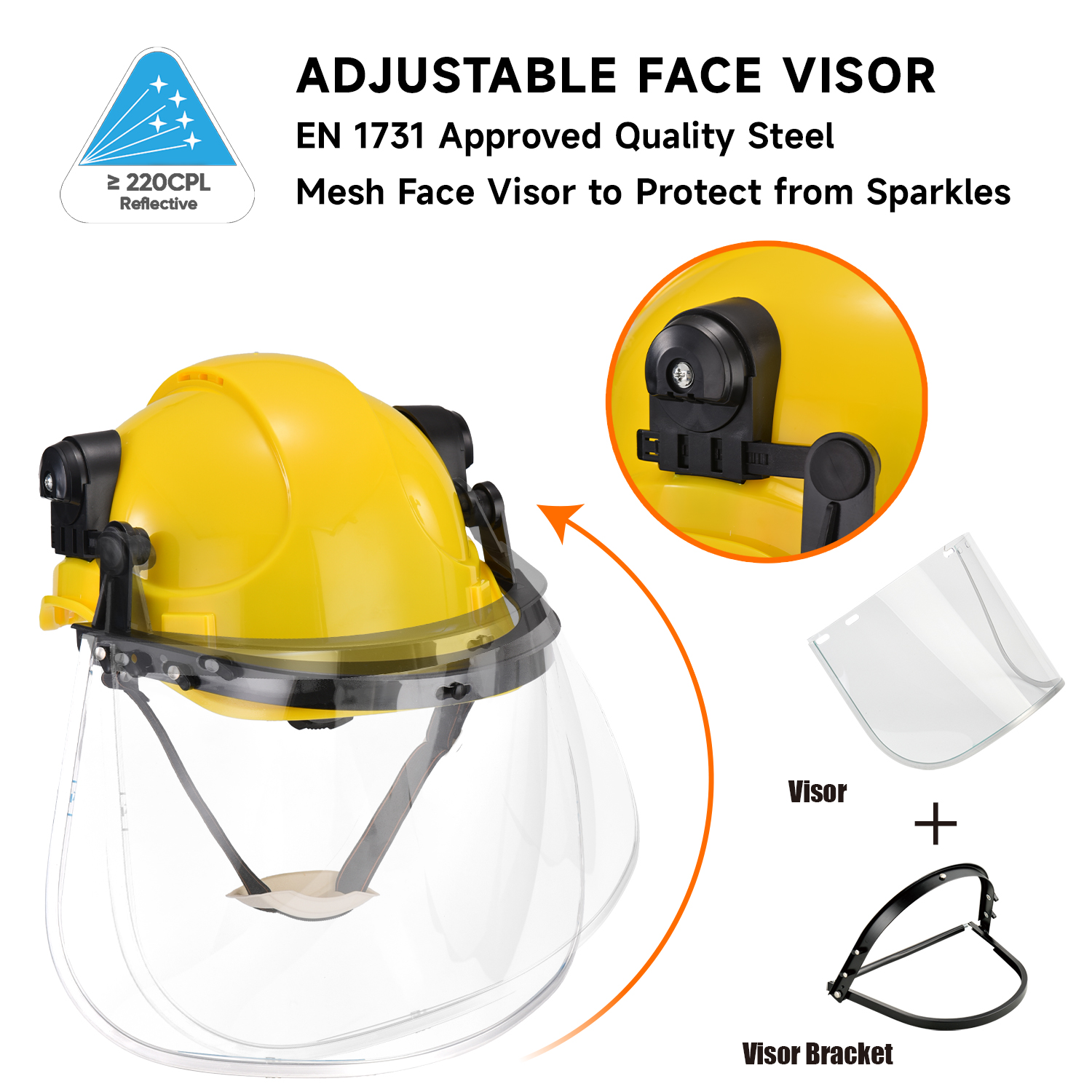 Casco di sicurezza ventilato con visiera protettiva