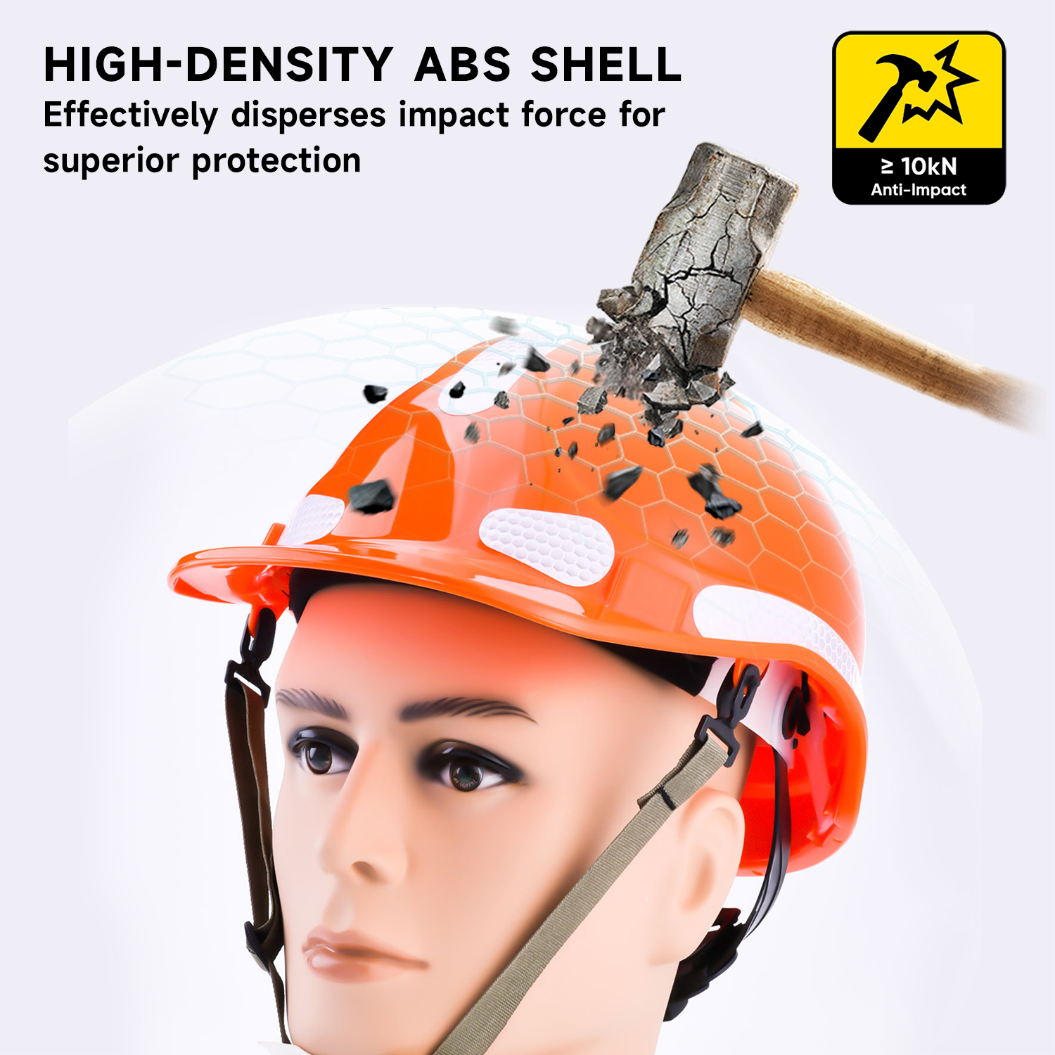 Casco di sicurezza ventilato ad alta visibilità con strisce riflettenti