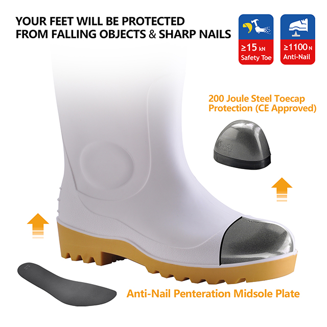 PVC Wellington Rain Stivali W-6037 White