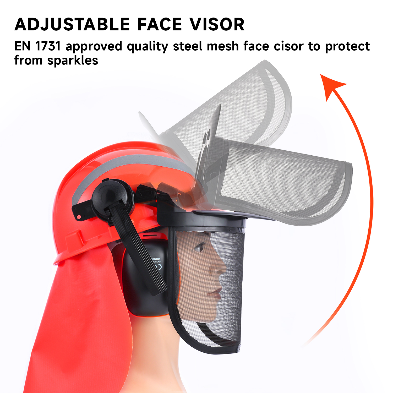 Caschi di sicurezza e scudo del viso e orecchietto M-5009 rosso