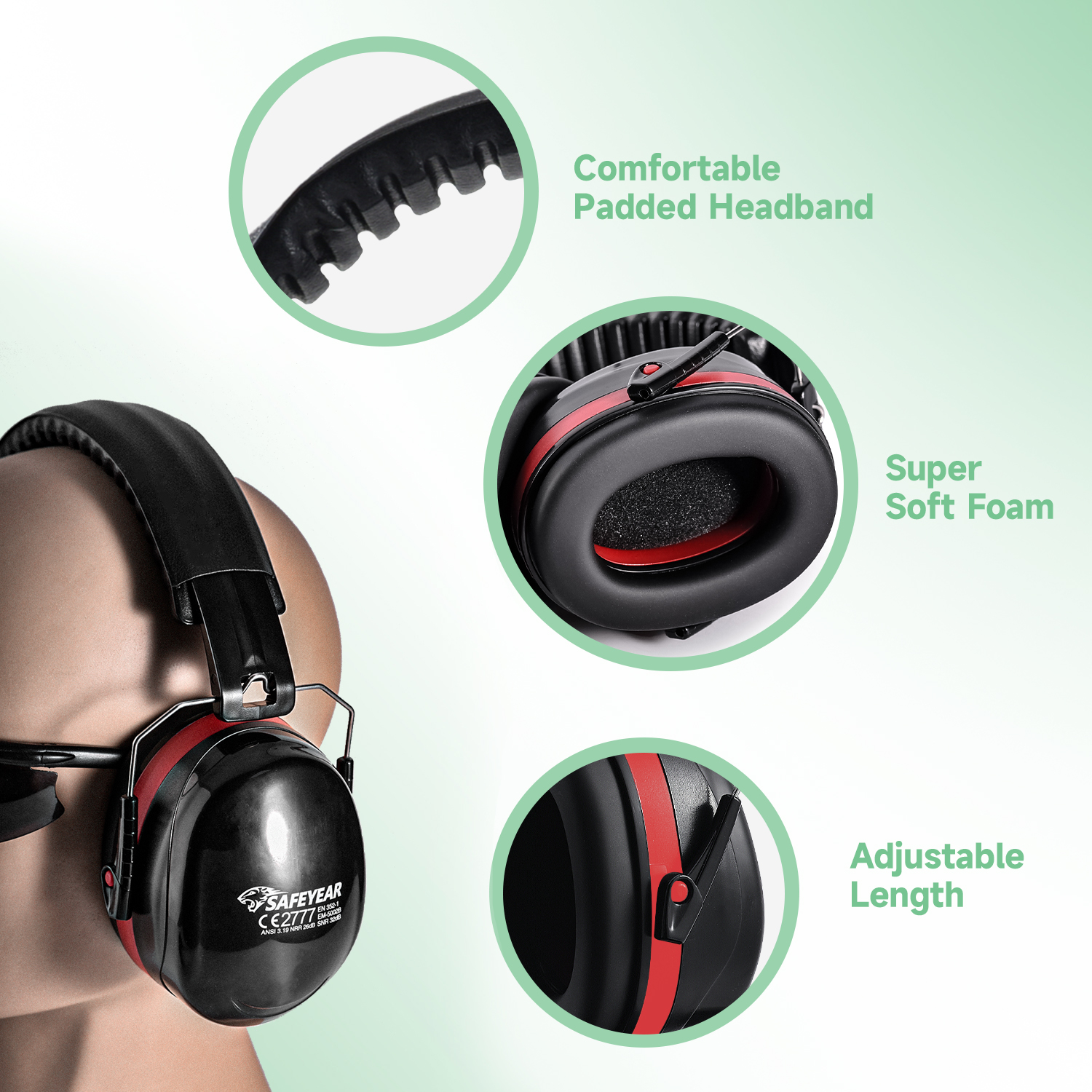 Mormori per le orecchie di protezione ABS preparati EM-5002 ROSSO