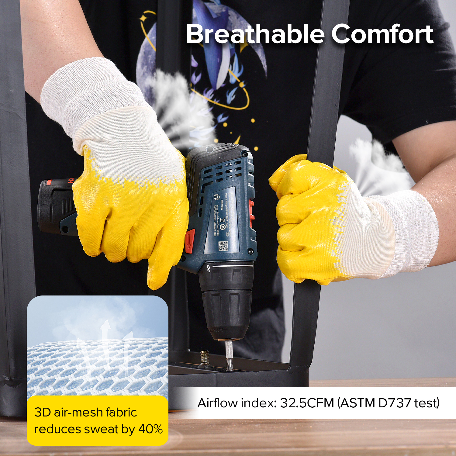 Guanti da lavoro industriali rivestiti in nitrile FD1289 Giallo