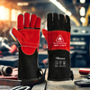  Guanti in pelle Guanti da saldatura resistenti al calore FL-1023 Nero e rosso