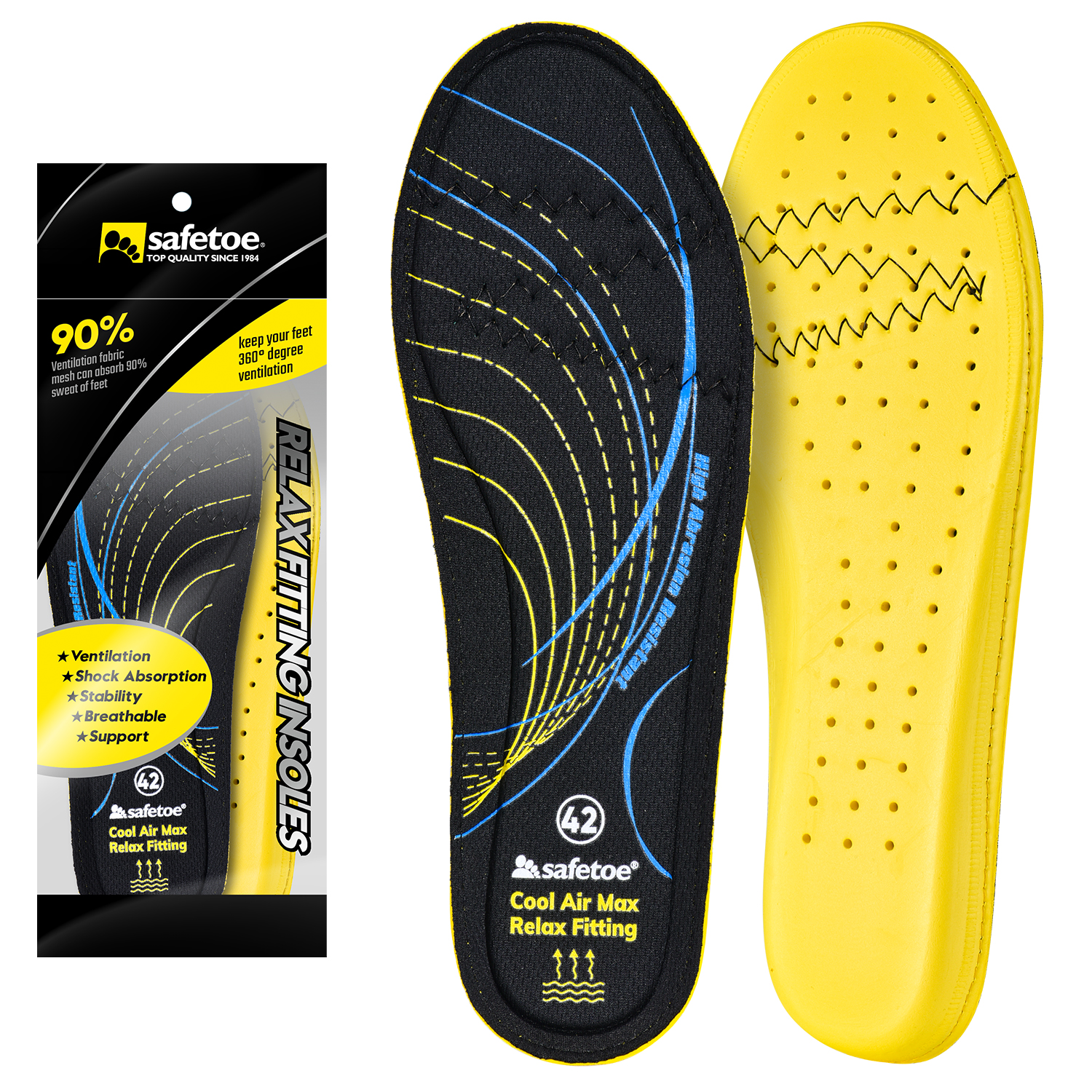 Solette da lavoro antibatteriche in memory foam Safetoe - Supporto comfort a 3 strati