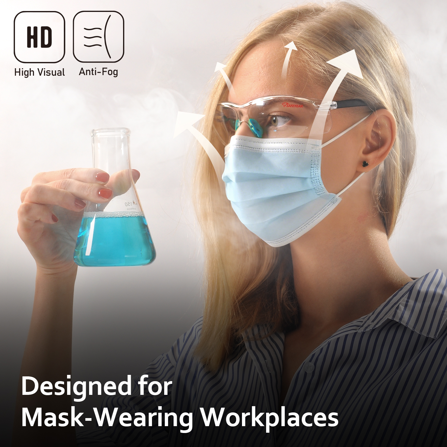 Occhiali di sicurezza CE EN166 UV400 Occhiali protettivi da lavoro SG003 Blu