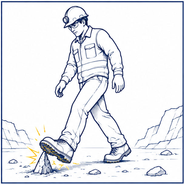 Luoghi di lavoro minerari Rischi di rocce taglienti e forature