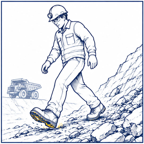 Luoghi di lavoro minerari Terreno scivoloso e irregolare