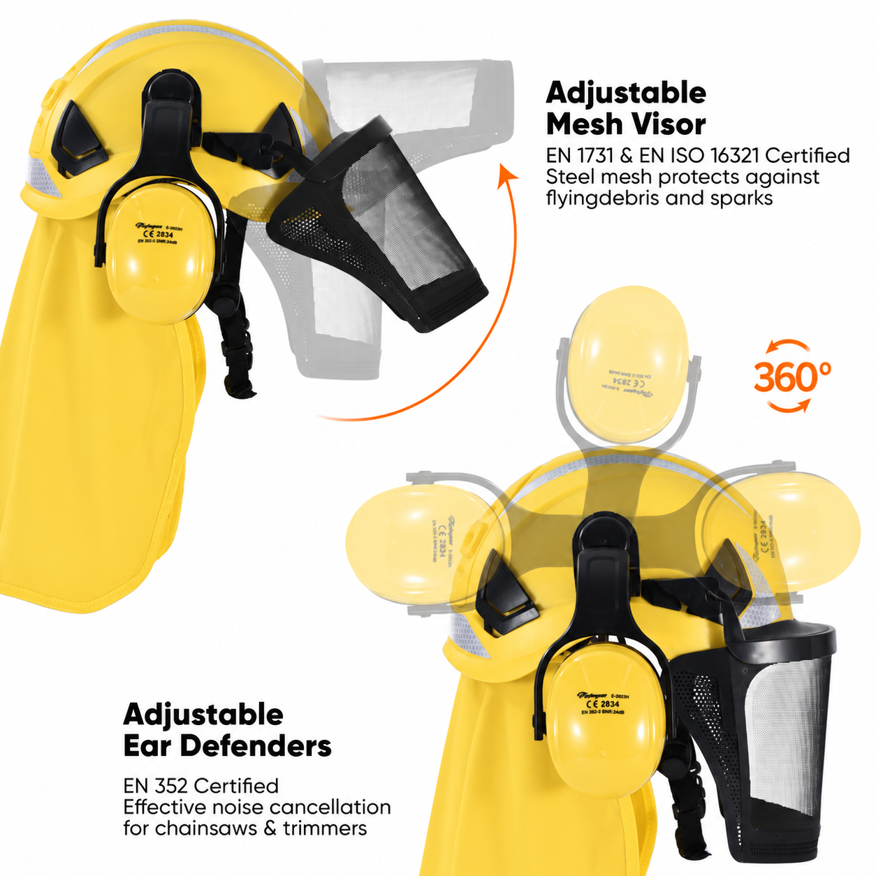 Casco di sicurezza forestale con visiera in rete e paraorecchie M-5017