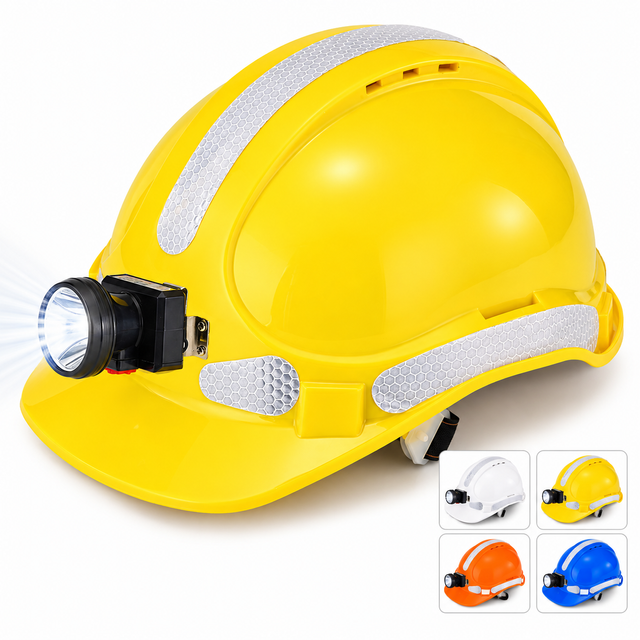 Casco di sicurezza minerario con lampada frontale W-018L