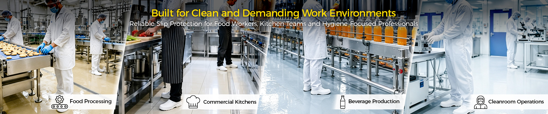 Calzature di sicurezza per alimenti e camere bianche per addetti alla lavorazione alimentare, professionisti della cucina e luoghi di lavoro con igiene controllata