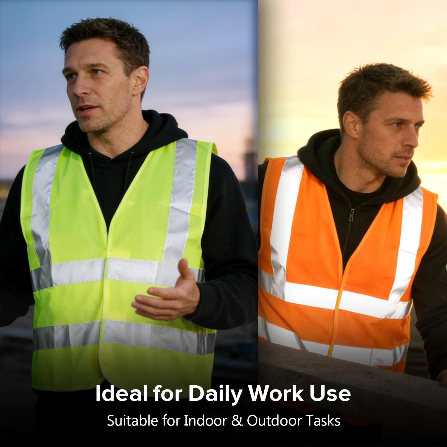Gilet di sicurezza riflettente ad alta visibilità giallo e arancione | Gilet da lavoro leggero EN ISO 20471