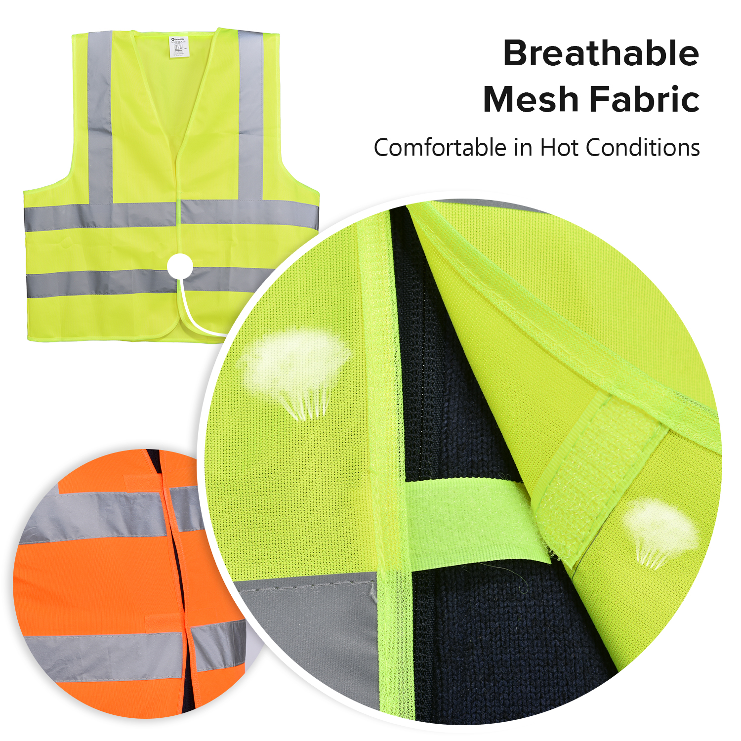 Gilet di sicurezza riflettente ad alta visibilità giallo e arancione | Gilet da lavoro leggero EN ISO 20471