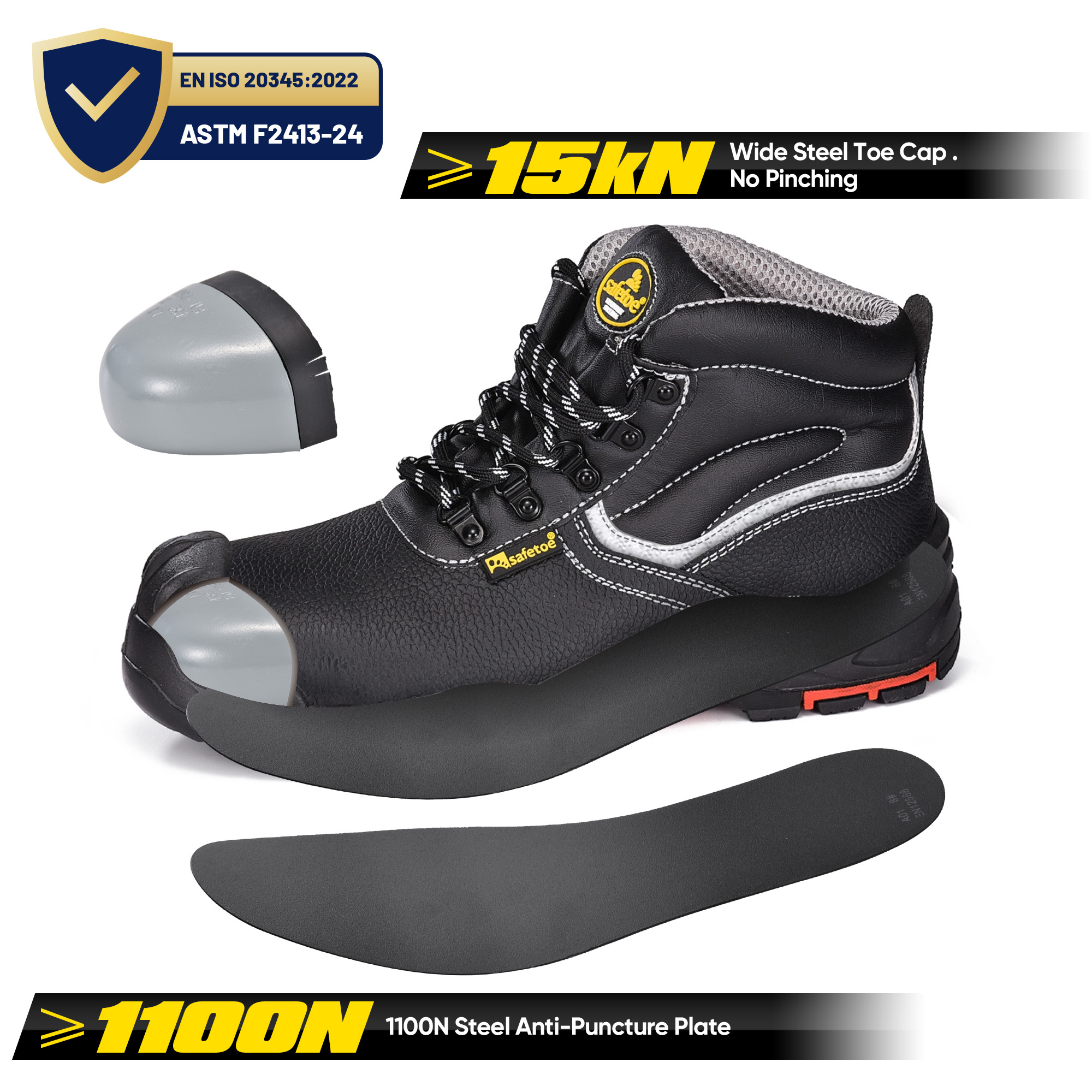 Scarpe antinfortunistiche per l'edilizia industriale certificate Black Cow M-8520PRST SiteShield Max