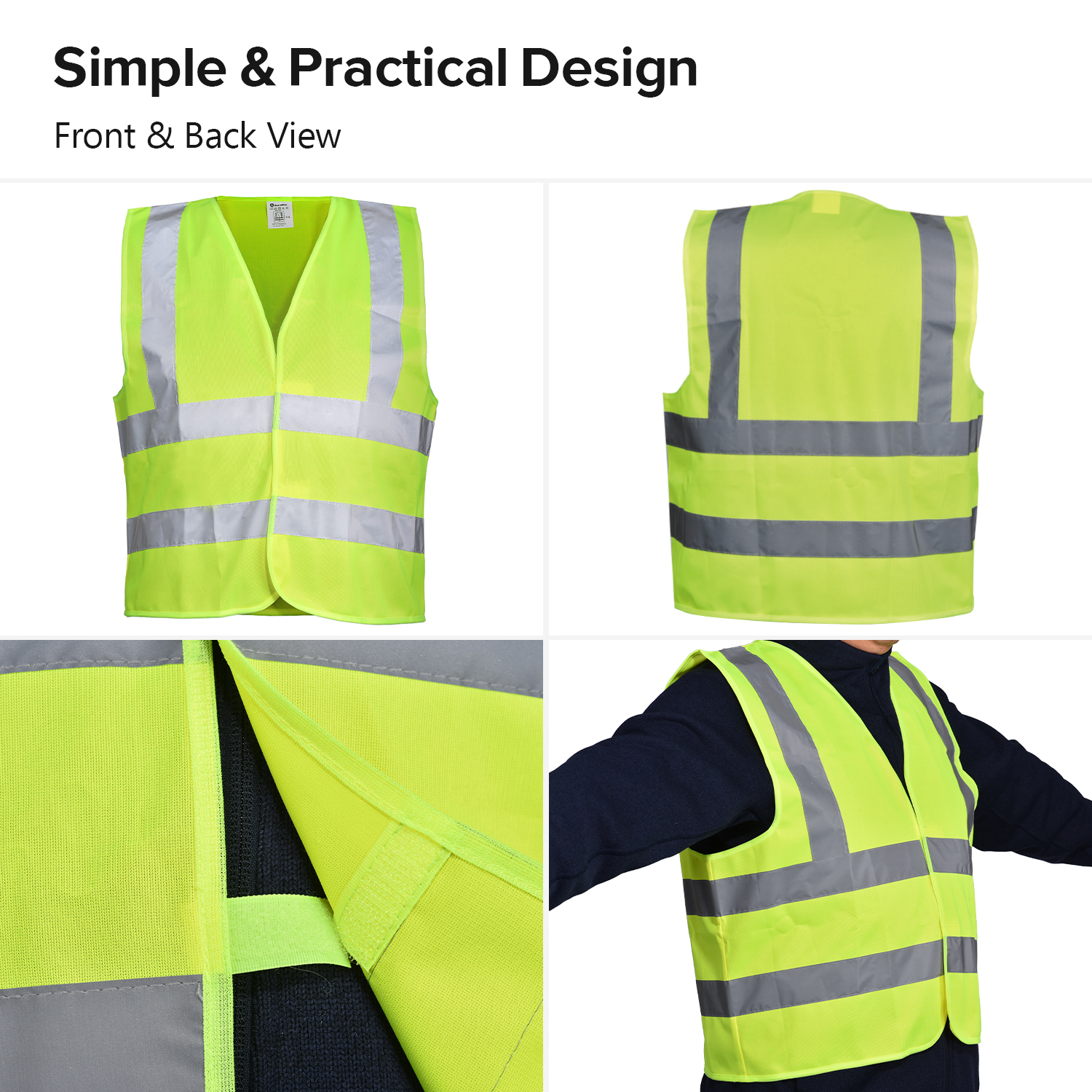 Gilet di sicurezza riflettente ad alta visibilità giallo e arancione | Gilet da lavoro leggero EN ISO 20471