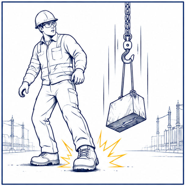 Luoghi di lavoro elettrici Caduta di oggetti e rischi di impatto
