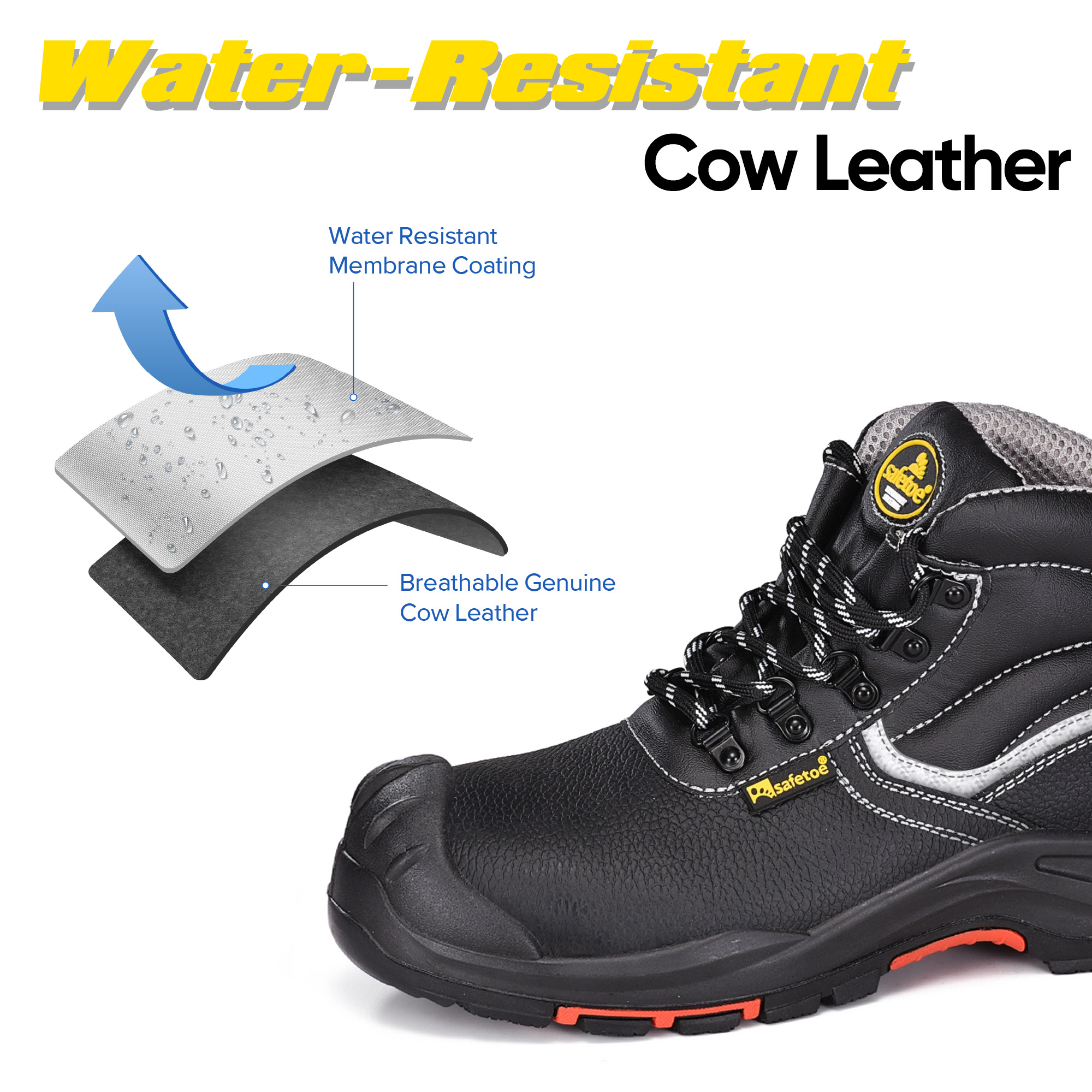 Scarpe antinfortunistiche per l'edilizia industriale certificate Black Cow M-8520PRST SiteShield Max