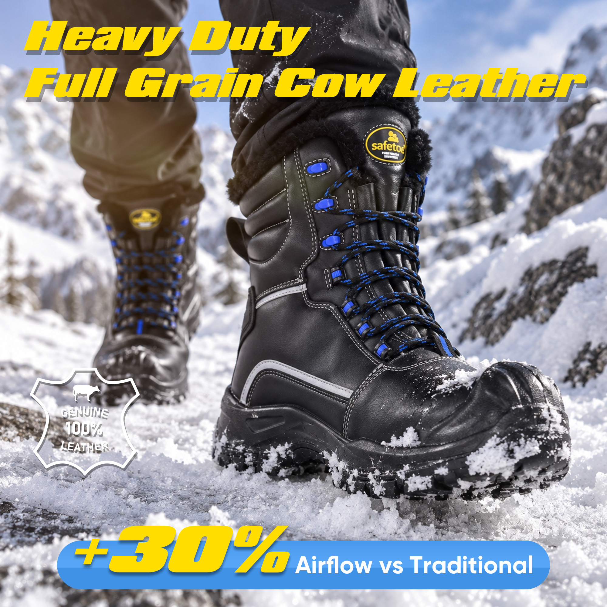 Stivali da lavoro invernali estremi impermeabili Fodera in lana naturale Suola antiscivolo Ice-Grip H-9550 IceShield Pro
