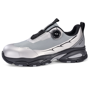 Scarpe antinfortunistiche QuickDial dal design sportivo, punta in alluminio S1P e antiscivolo per operatori logistici L-7601 Grigio