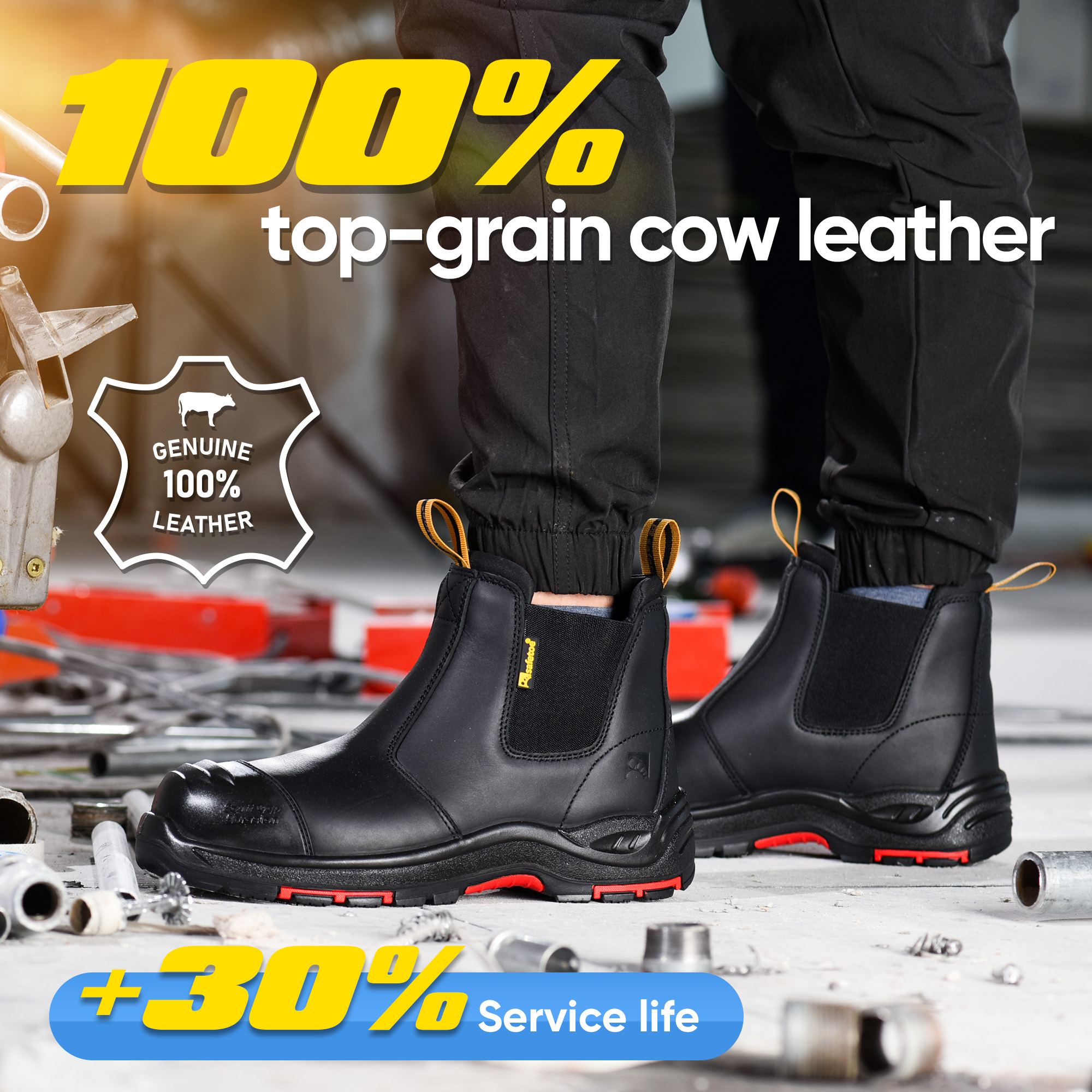 Stivali di sicurezza elettrici dielettrici Slip-On Chelsea (EH 18kV) certificati ASTM M-8025NB Nero InstaGuard Chelsea BK