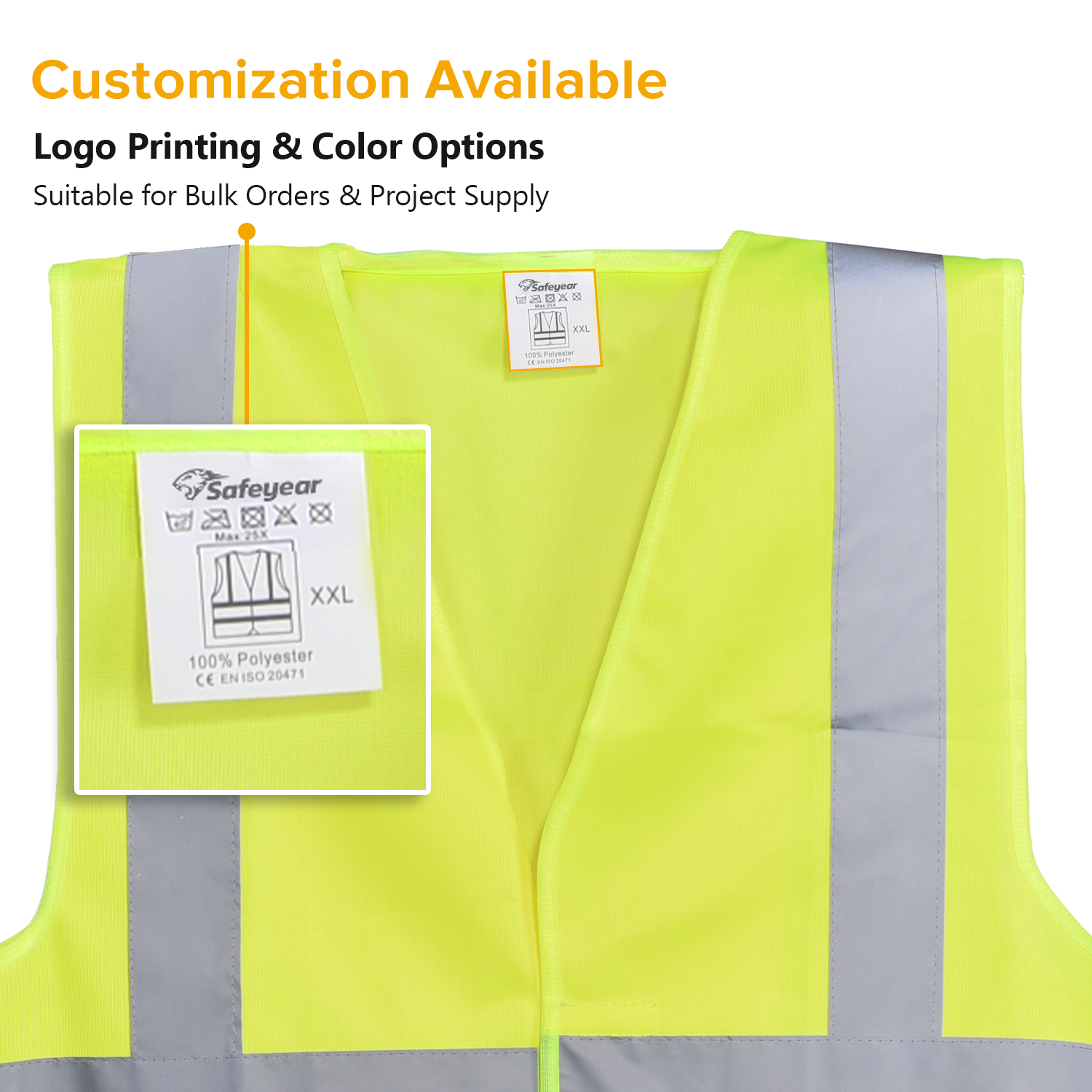 Gilet di sicurezza riflettente ad alta visibilità giallo e arancione | Gilet da lavoro leggero EN ISO 20471