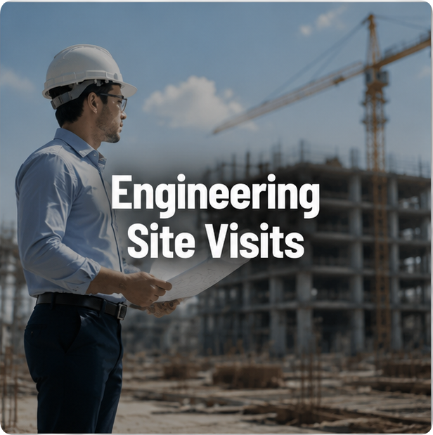 Ingegnere che effettua un'ispezione del cantiere durante una visita tecnica al sito