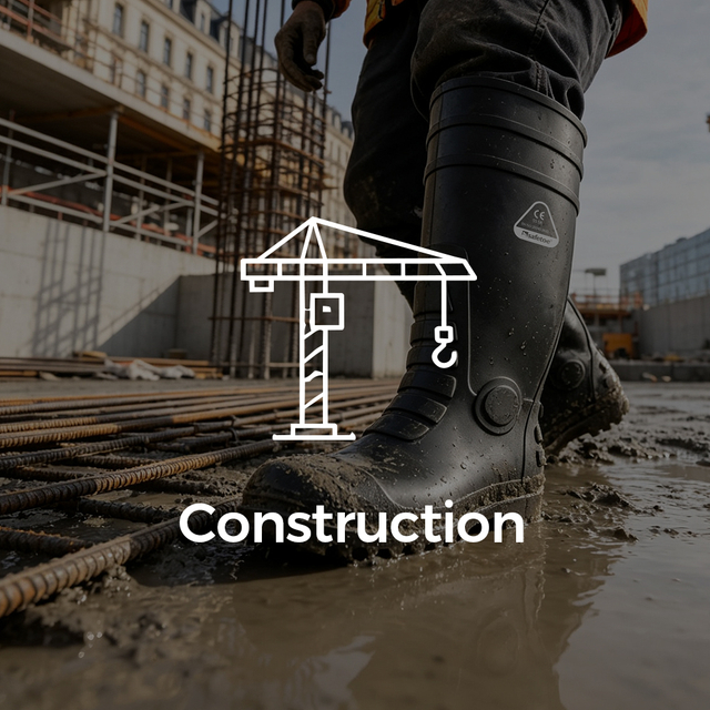 Stivali da pioggia di sicurezza per l"edilizia per la protezione impermeabile nei cantieri