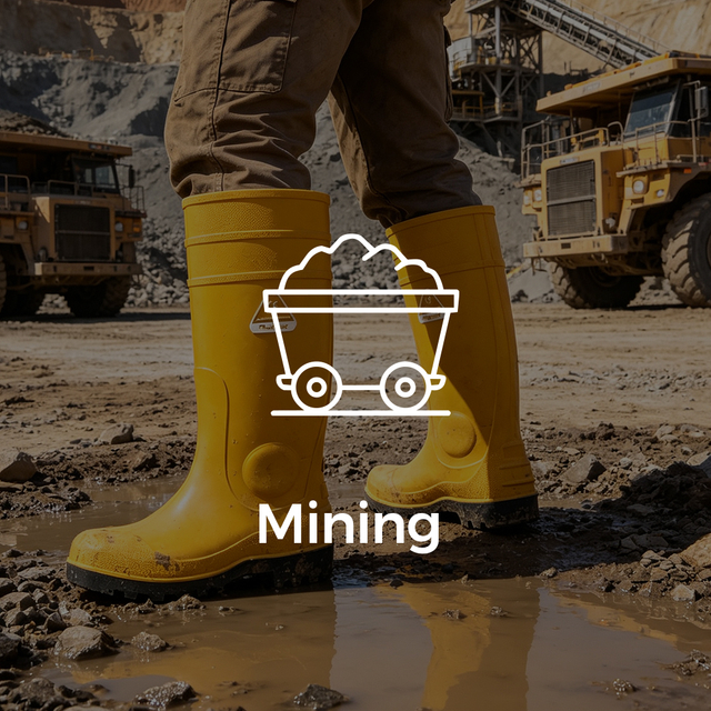 Stivali da pioggia di sicurezza per attività minerarie per applicazioni industriali pesanti