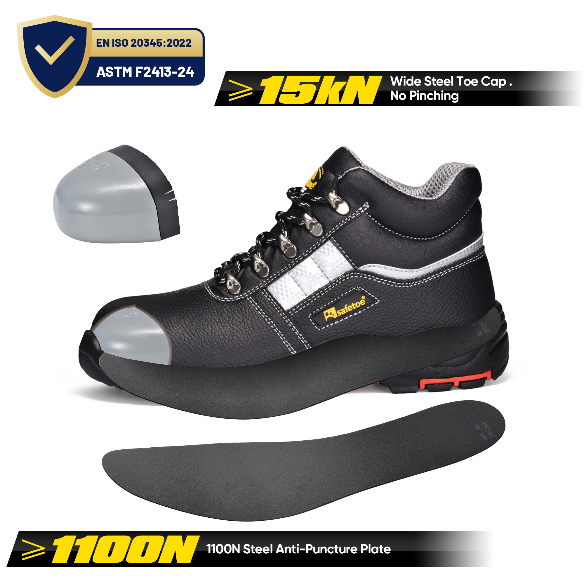 Scarpe antinfortunistiche industriali premium con punta in acciaio e suola in PU/gomma resistente al calore | M-8027PRST