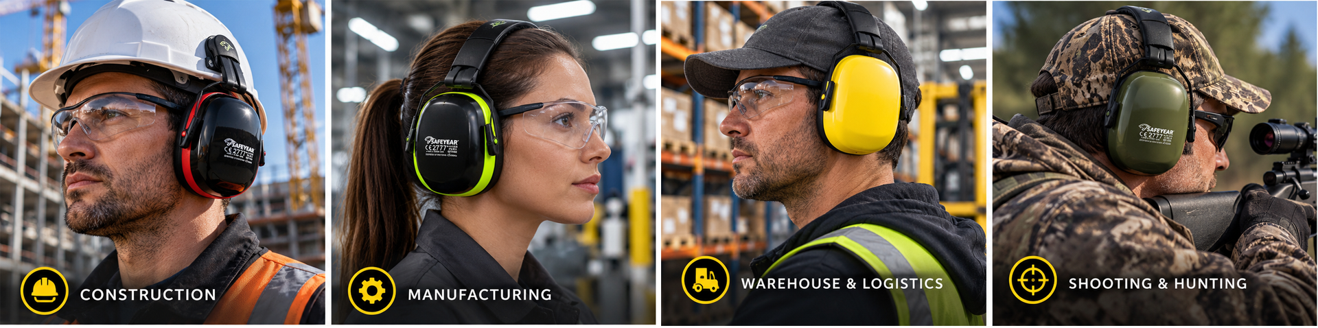 Cuffie antirumore di sicurezza Safeyear per l'edilizia, la produzione, la logistica e la protezione dell'udito da tiro