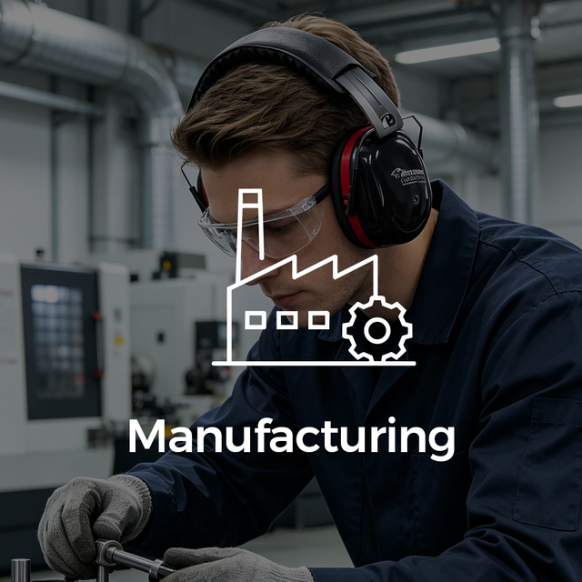 Produzione di cuffie antirumore per lavoratori dell"industria