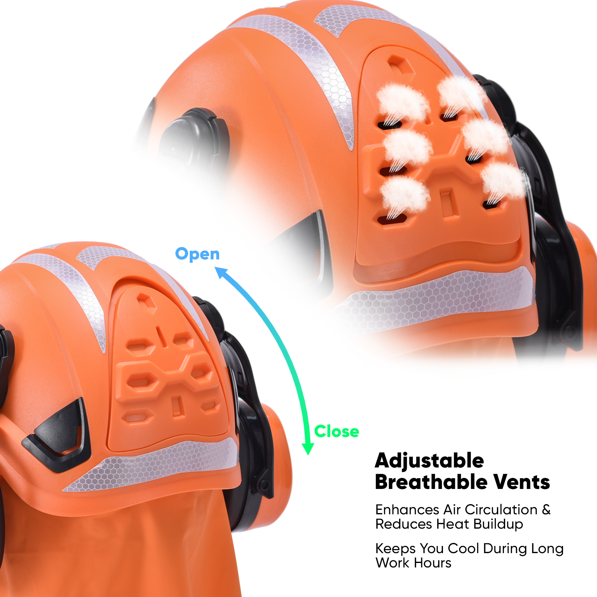 Casco di sicurezza con visiera e protezione antirumore M-5017 Arancione