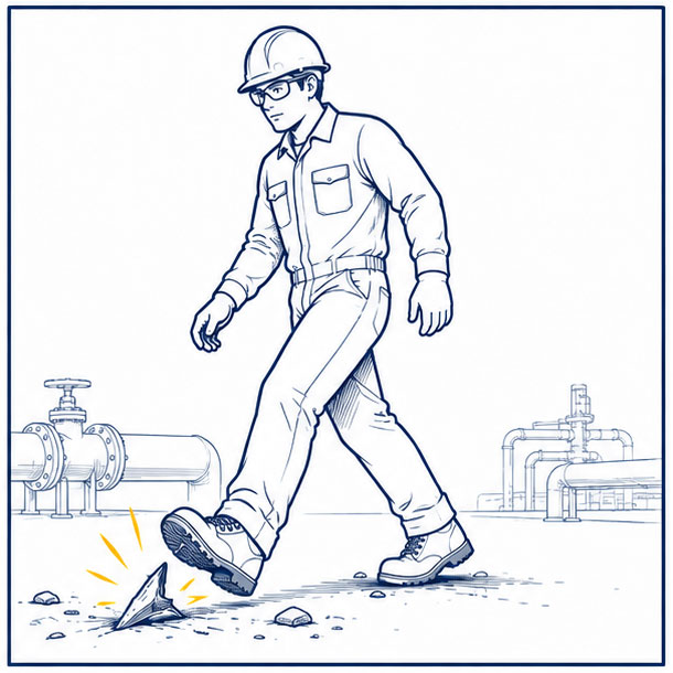 Rischi di oggetti appuntiti e forature per gli stivali di sicurezza nei cantieri petroliferi e del gas